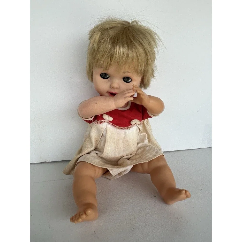 1966 Deluxe Reading Baby Magic Doll 18” Magnetic Eyes Moving Mouth Original Dres